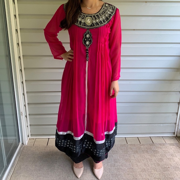 Dresses & Skirts - Pink and Black Indian/Pakistani Anarkali Dress Dresses & Skirts - Pink and Black Indian/Pakistani Anarkali Dress